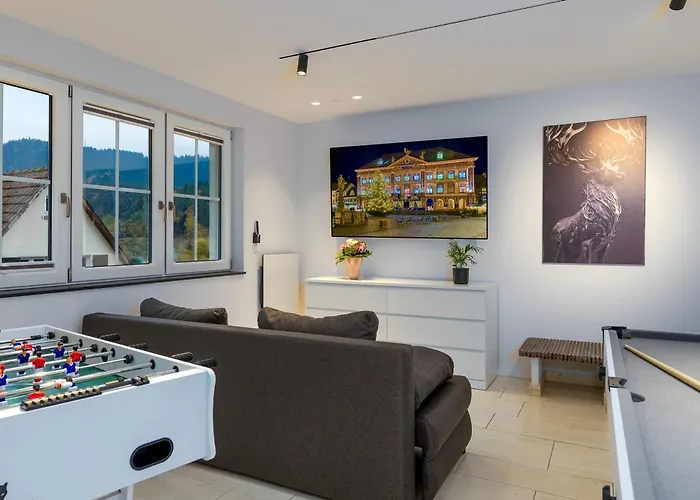 Nyaraló Waldklang Refugium Schwarzwald - Eingezaeunt - Aussen-sauna - Tischkicker - Billard